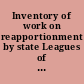 Inventory of work on reapportionment by state Leagues of Woman Voters