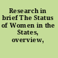 Research in brief The Status of Women in the States, overview, 2002.