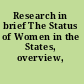 Research in brief The Status of Women in the States, overview, 2004.