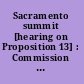 Sacramento summit [hearing on Proposition 13] : Commission on the Status of Women : October 16, 1978, 9:30 A.M., Governor's Council Chambers, State Capitol, Sacramento, CA /