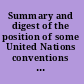 Summary and digest of the position of some United Nations conventions of interest to women