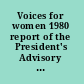 Voices for women 1980 report of the President's Advisory Committee for Women.