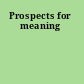 Prospects for meaning