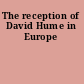 The reception of David Hume in Europe