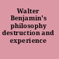 Walter Benjamin's philosophy destruction and experience /