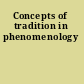Concepts of tradition in phenomenology