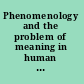 Phenomenology and the problem of meaning in human life and history /