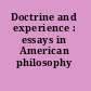 Doctrine and experience : essays in American philosophy /