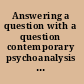 Answering a question with a question contemporary psychoanalysis and Jewish thought /