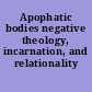 Apophatic bodies negative theology, incarnation, and relationality /