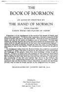 The Book of Mormon : an account written by the hand of Mormon upon plates taken from the plates of Nephi /