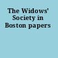 The Widows' Society in Boston papers