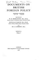 Documents on British foreign policy, 1919-1939