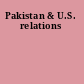 Pakistan & U.S. relations