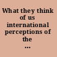 What they think of us international perceptions of the United States since 9/11 /