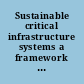 Sustainable critical infrastructure systems a framework for meeting 21st century imperatives : report of a workshop /