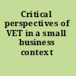 Critical perspectives of VET in a small business context