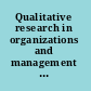 Qualitative research in organizations and management an international journal.