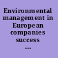 Environmental management in European companies success stories and evaluation /