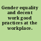 Gender equality and decent work good practices at the workplace.