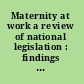 Maternity at work a review of national legislation : findings from the ILO database of conditions of work and employment laws /