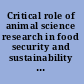 Critical role of animal science research in food security and sustainability : Committee on Considerations for the Future of Animal Science Research /