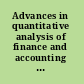 Advances in quantitative analysis of finance and accounting essays in microstructure in honor of David K. Whitcomb /
