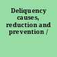 Deliquency causes, reduction and prevention /