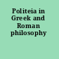 Politeia in Greek and Roman philosophy