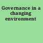 Governance in a changing environment