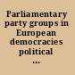Parliamentary party groups in European democracies political parties behind closed doors /