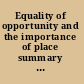 Equality of opportunity and the importance of place summary of a workshop /