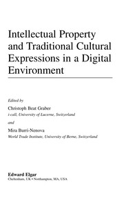 Intellectual property and traditional cultural expressions in a digital environment /