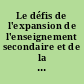 Le défis de l'expansion de l'enseignement secondaire et de la formation à Madagascar