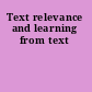 Text relevance and learning from text