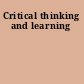 Critical thinking and learning