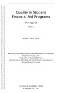 Quality in student financial aid programs a new approach /