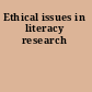 Ethical issues in literacy research