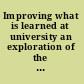 Improving what is learned at university an exploration of the social and organisational diversity of university education /