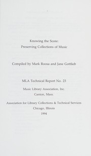 Knowing the score : preserving collections of music /