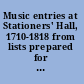 Music entries at Stationers' Hall, 1710-1818 from lists prepared for William Hawes, D.W. Krummel, and Alan Tyson and from other sources /