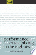 Performance artists talking in the eighties sex, food, money/fame, ritual/death /