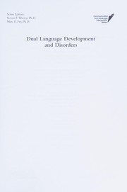 Dual language development and disorders : a handbook on bilingualism and second language learning /