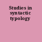 Studies in syntactic typology