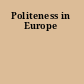 Politeness in Europe