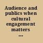 Audience and publics when cultural engagement matters for the public sphere /