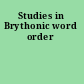 Studies in Brythonic word order