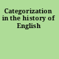 Categorization in the history of English