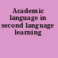 Academic language in second language learning