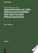 Gesamtkatalog der Tonaufnahmen des Deutschen Spracharchivs /